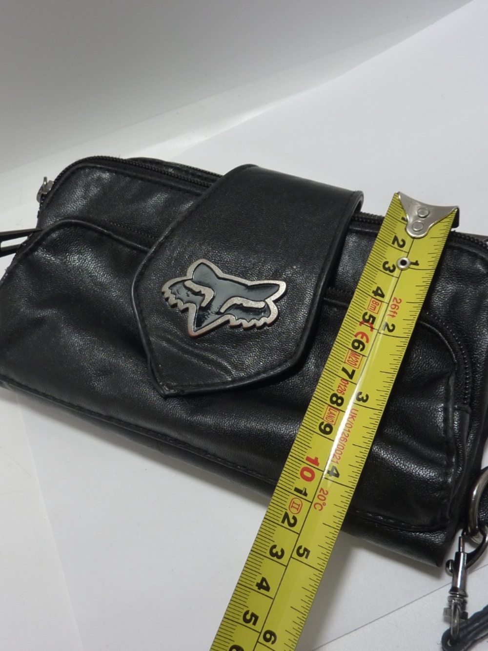 Fox Racing VINTAGE Black Faux Leather TRAVEL WRISTLET Wallet with Metal Emblem - Picture 5 of 11